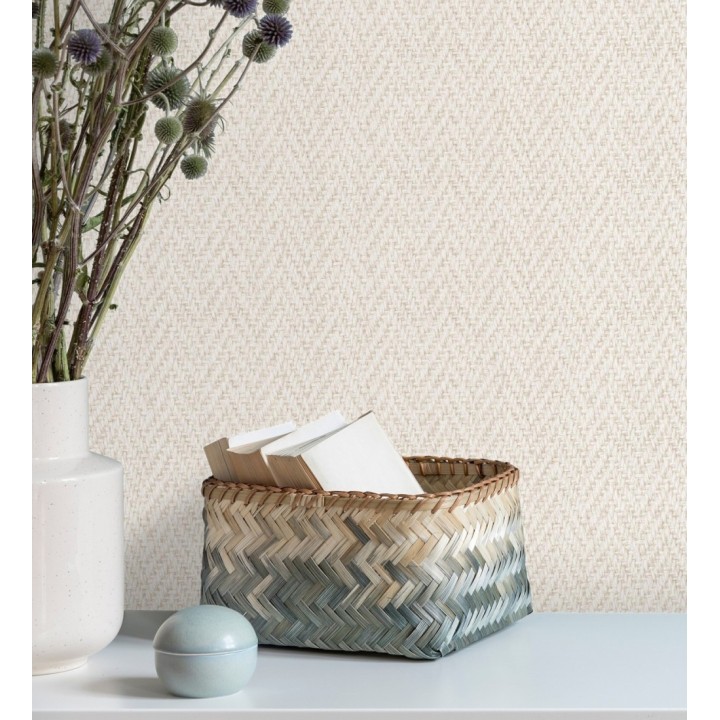 Papel pintado de espigas trenzadas en relieve tono beige - Asgar Spike 128791