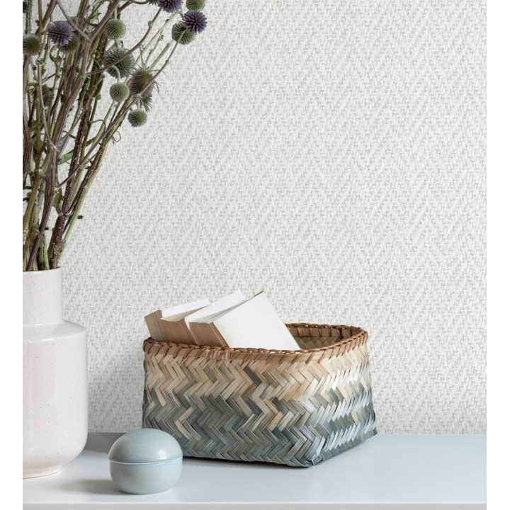 Papel pintado de espigas trenzadas en relieve tono gris claro - Asgar Spike 128792