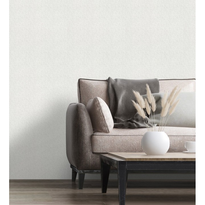 Papel pintado de espigas trenzadas en relieve tono gris claro - Asgar Spike 128792