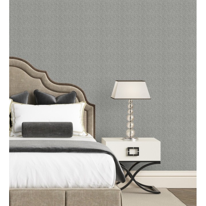 Papel pintado de espigas trenzadas en relieve tono gris oscuro - Asgar Spike 128793