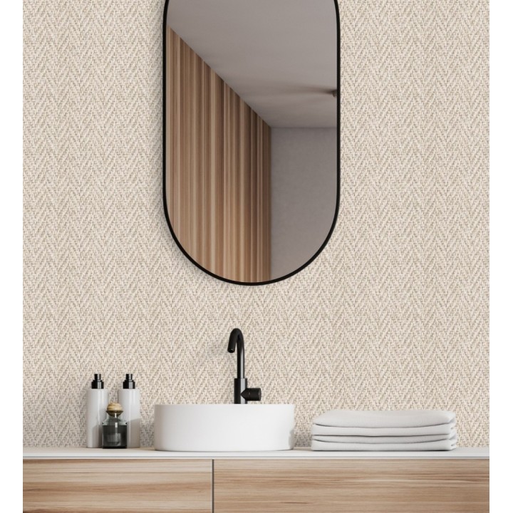 Papel pintado de espigas trenzadas en relieve tono beige tostado - Asgar Spike 128794