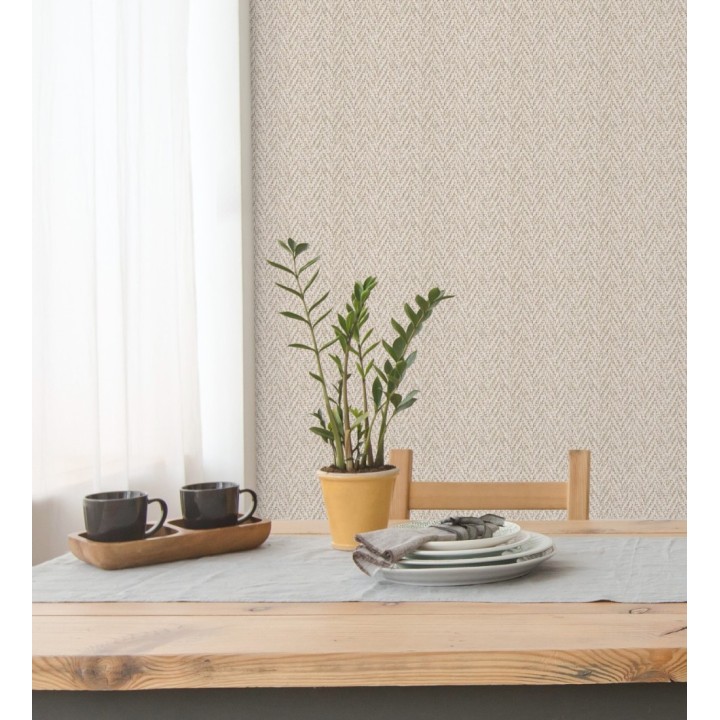 Papel pintado de espigas trenzadas en relieve tono beige tostado - Asgar Spike 128794