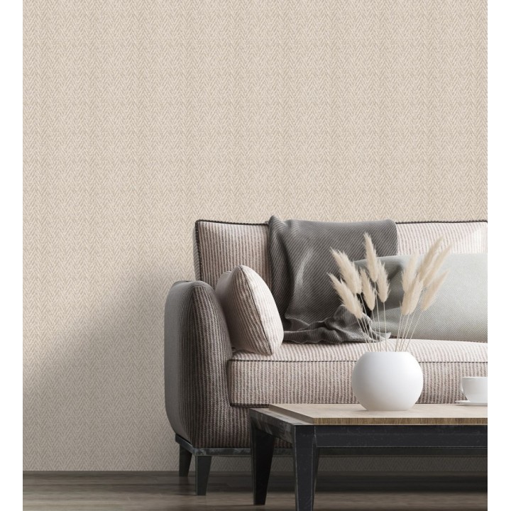 Papel pintado de espigas trenzadas en relieve tono beige tostado - Asgar Spike 128794