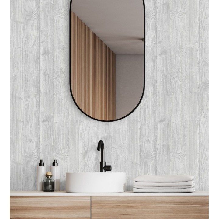 Papel pintado de madera desgastada en relieve tono gris - Risto 128795