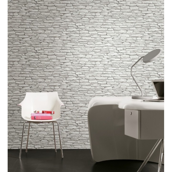 Papel pintado piedra pizarra gris rústica - Columbus Street 128797