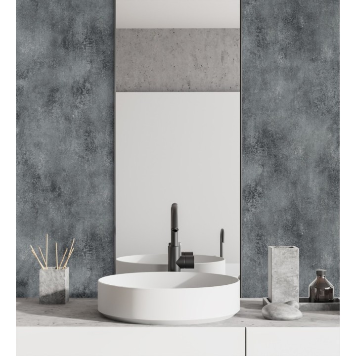 Papel pintado de hormigón estucado en relieve color antracita - Hannover 128801