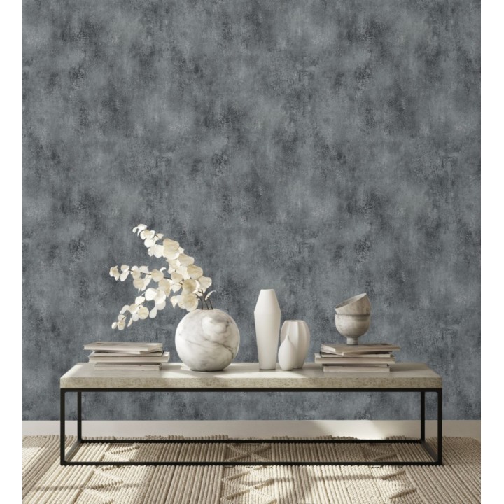 Papel pintado de hormigón estucado en relieve color antracita - Hannover 128801