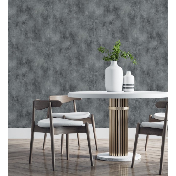 Papel pintado de hormigón estucado en relieve color antracita - Hannover 128801