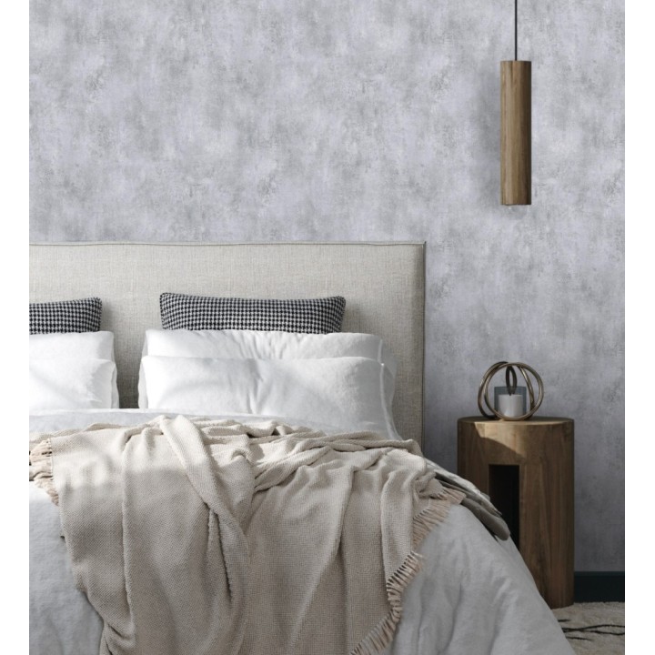 Papel pintado de hormigón estucado en relieve color gris niebla - Hannover 128802