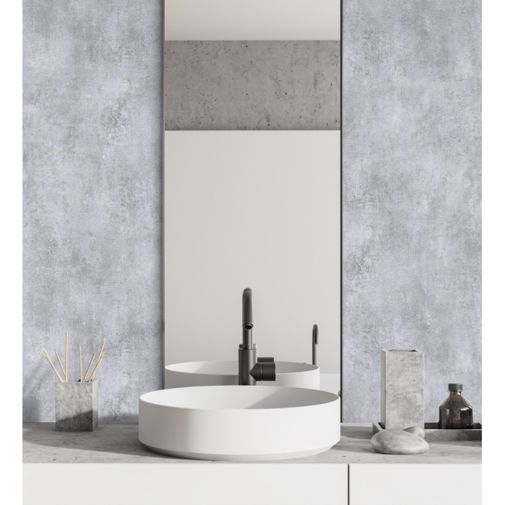 Papel pintado de hormigón estucado en relieve color gris niebla - Hannover 128802