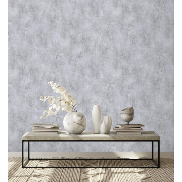 Papel pintado de hormigón estucado en relieve color gris niebla - Hannover 128802