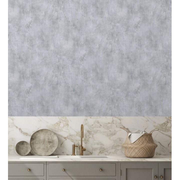 Papel pintado de hormigón estucado en relieve color gris niebla - Hannover 128802