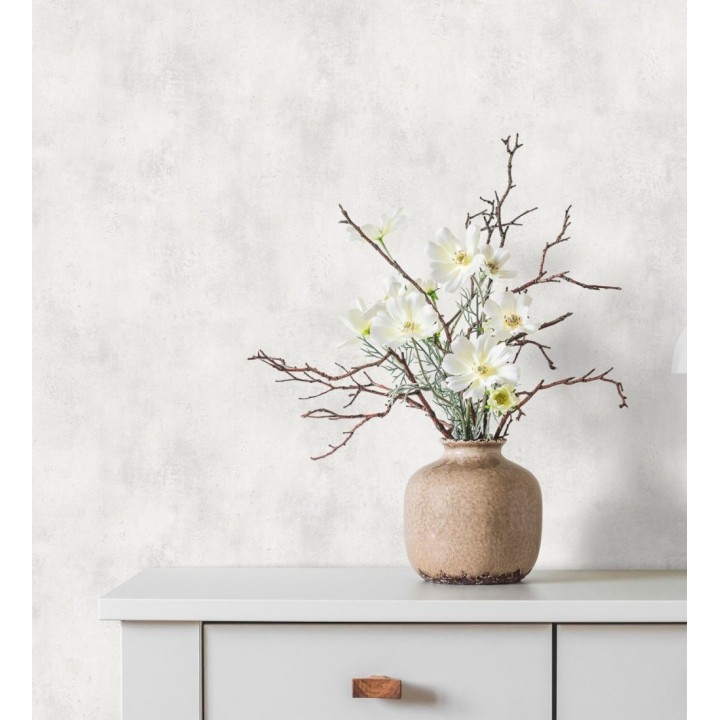 Papel pintado de hormigón estucado en relieve color gris cálido claro - Hannover 128804