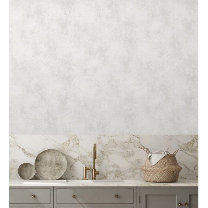 Papel pintado de hormigón estucado en relieve color gris cálido claro - Hannover 128804