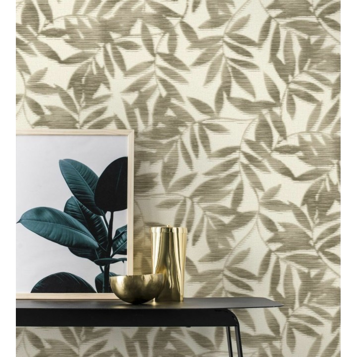 Papel pintado de hojas difuminadas tono marrón - Samara 128810