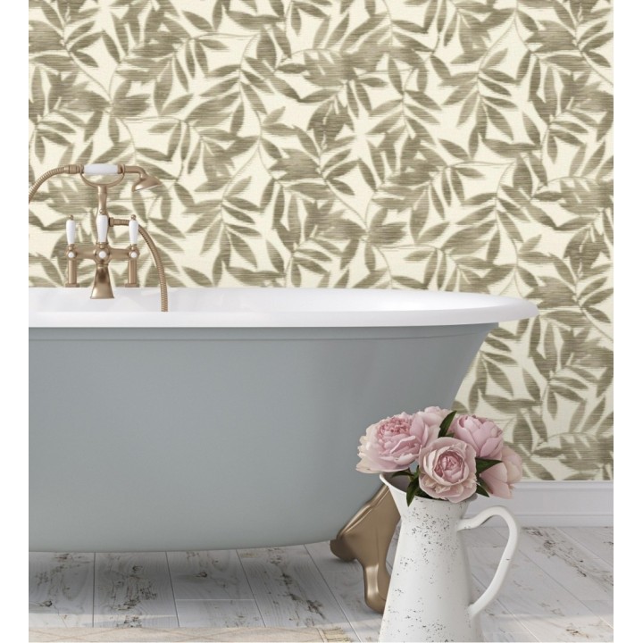 Papel pintado de hojas difuminadas tono marrón - Samara 128810