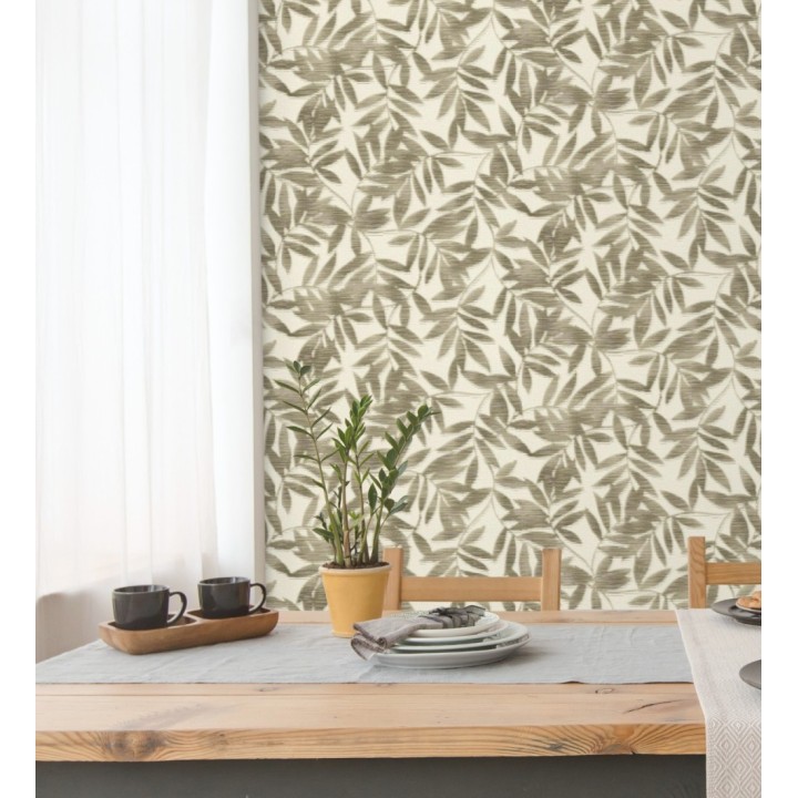 Papel pintado de hojas difuminadas tono marrón - Samara 128810