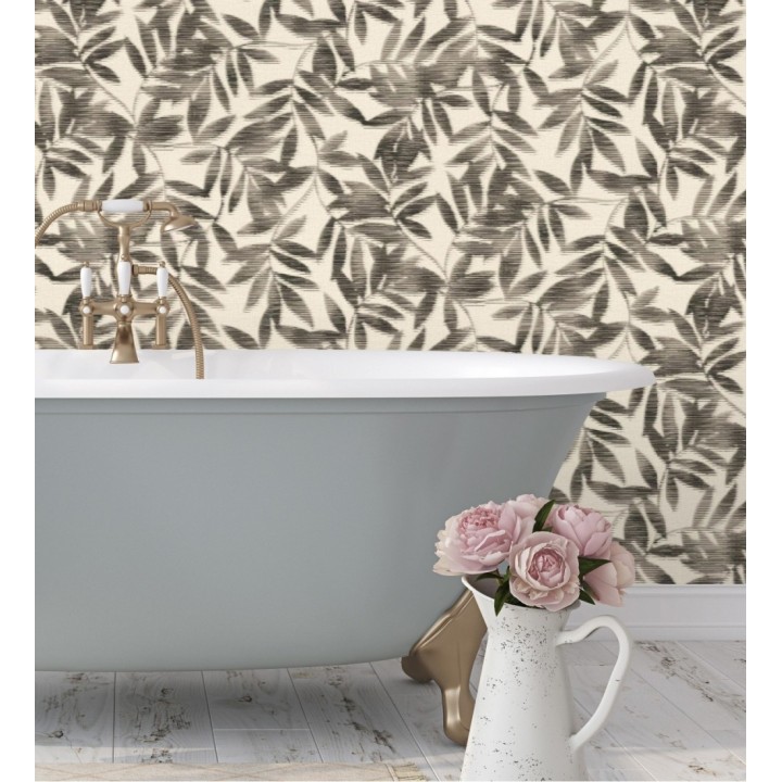 Papel pintado de hojas difuminadas tono negro - Samara 128811