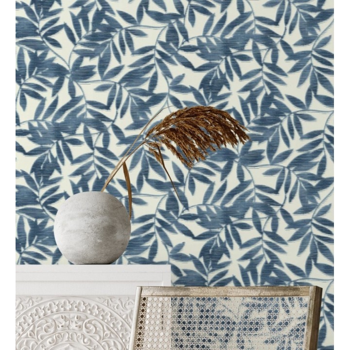 Papel pintado de hojas difuminadas tono azul - Samara 128812