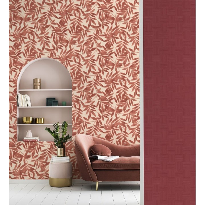 Papel pintado de hojas difuminadas tono rojo - Samara 128813