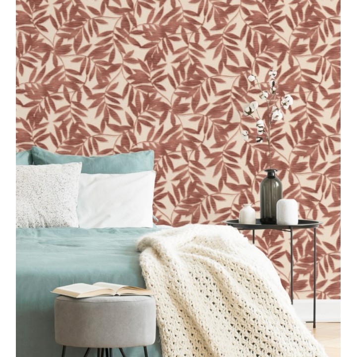 Papel pintado de hojas difuminadas tono rojo - Samara 128813