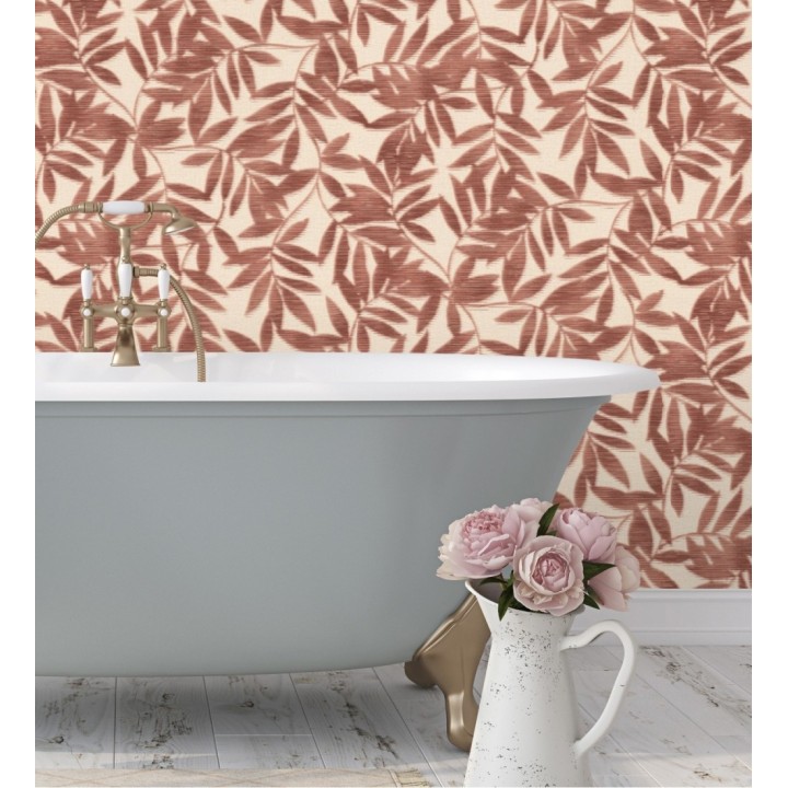 Papel pintado de hojas difuminadas tono rojo - Samara 128813