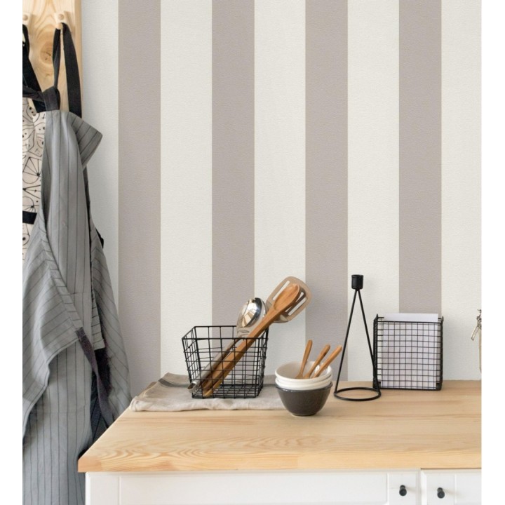 Papel pintado de rayas anchas en pintura texturizada - David Stripes 128817