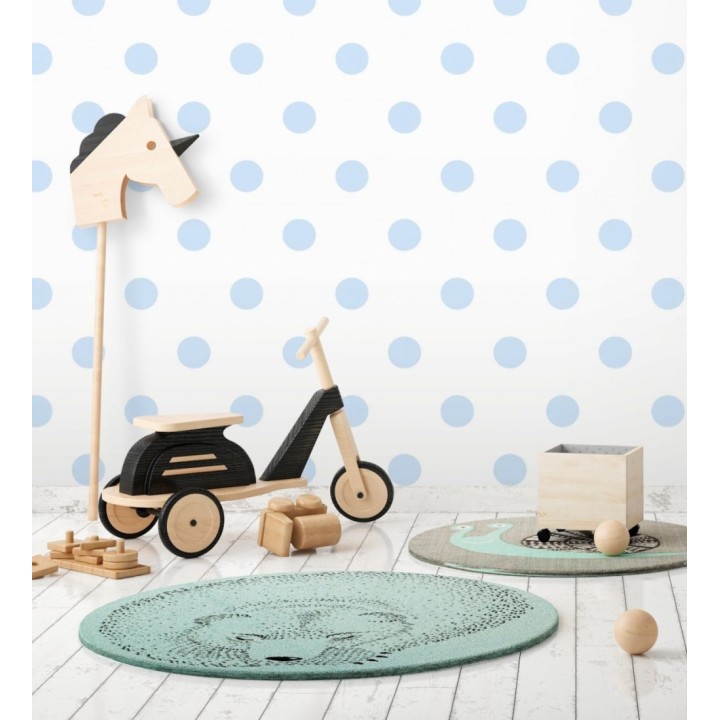 Papel pintado infantil de lunares celeste y blanco - Danna Dots 128819