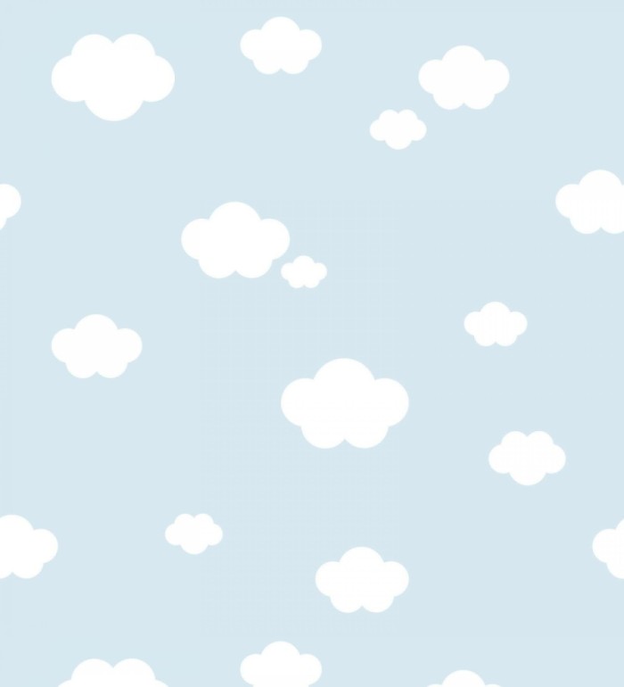 Papel pintado infantil de nubes blancas fondo celeste - Zoe Cloud 128822