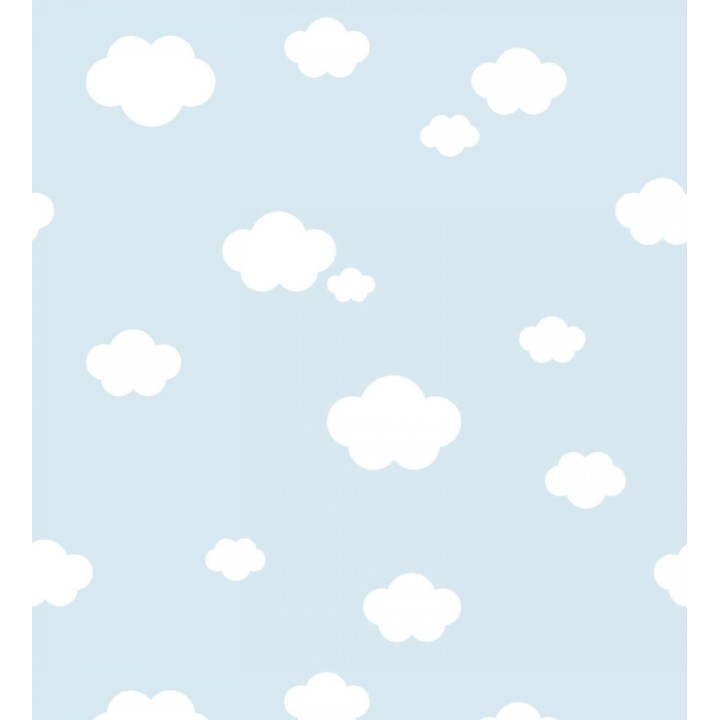 Papel pintado infantil de nubes blancas fondo celeste - Zoe Cloud 128822