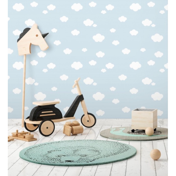 Papel pintado infantil de nubes blancas fondo celeste - Zoe Cloud 128822