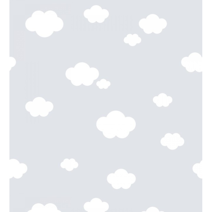 Papel pintado infantil de nubes blancas fondo gris - Zoe Cloud 128824