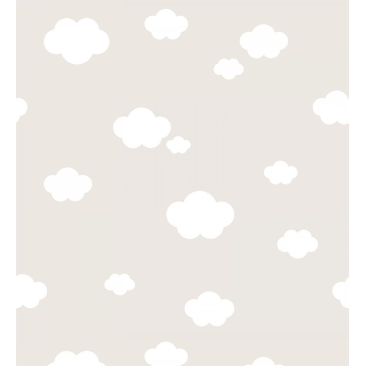 Papel pintado infantil de nubes blancas fondo beige - Zoe Cloud 128825