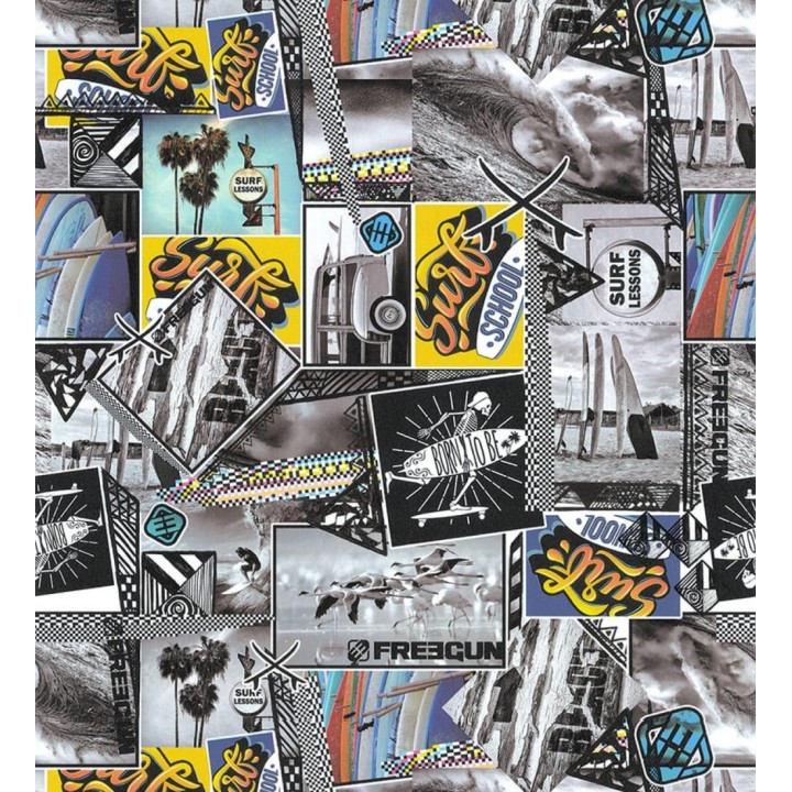 Papel pintado juvenil de mosaico de fotos del mar y postales de surf - Surf School 128833