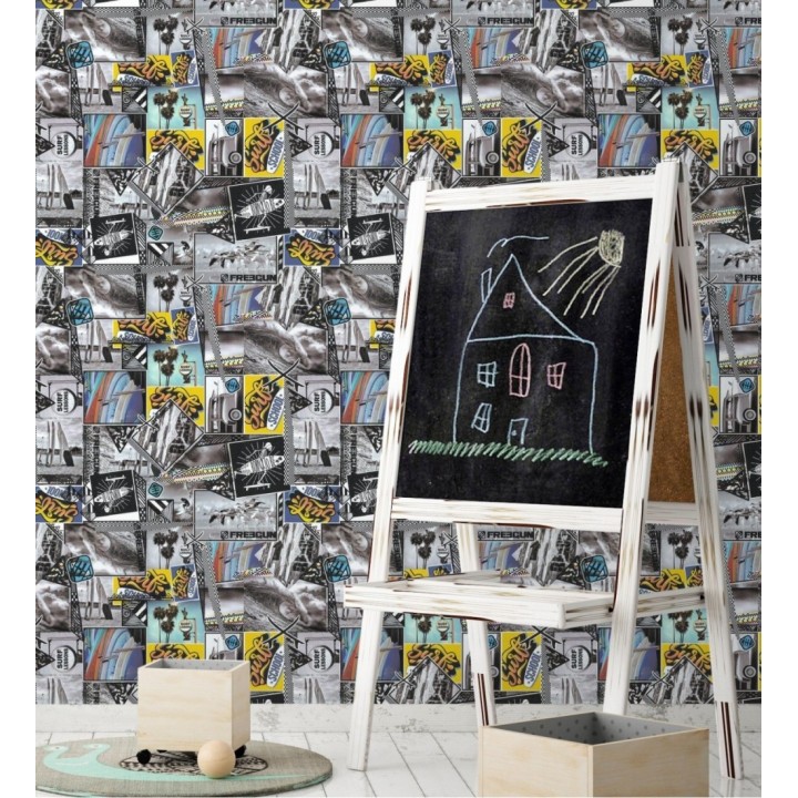 Papel pintado juvenil de mosaico de fotos del mar y postales de surf - Surf School 128833