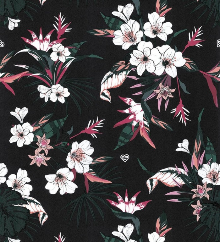 Papel pintado flores blancas fondo negro estilo japonés - Irene Flowers 128834