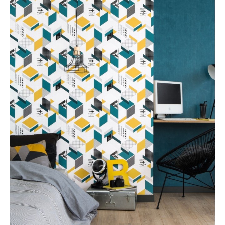 Papel pintado geométrico moderno juvenil - Jahn Modern 128837