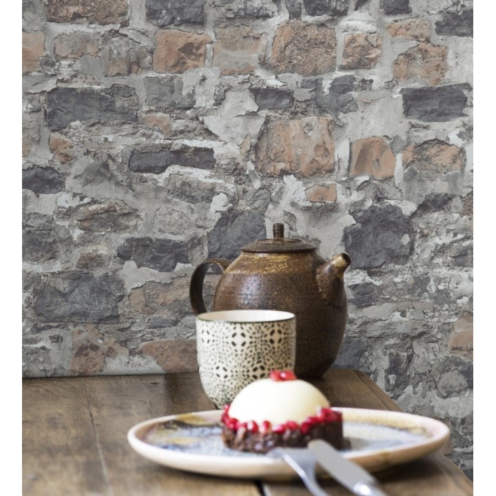 Papel pintado muro de piedra efecto realista - Orlando Street 128842