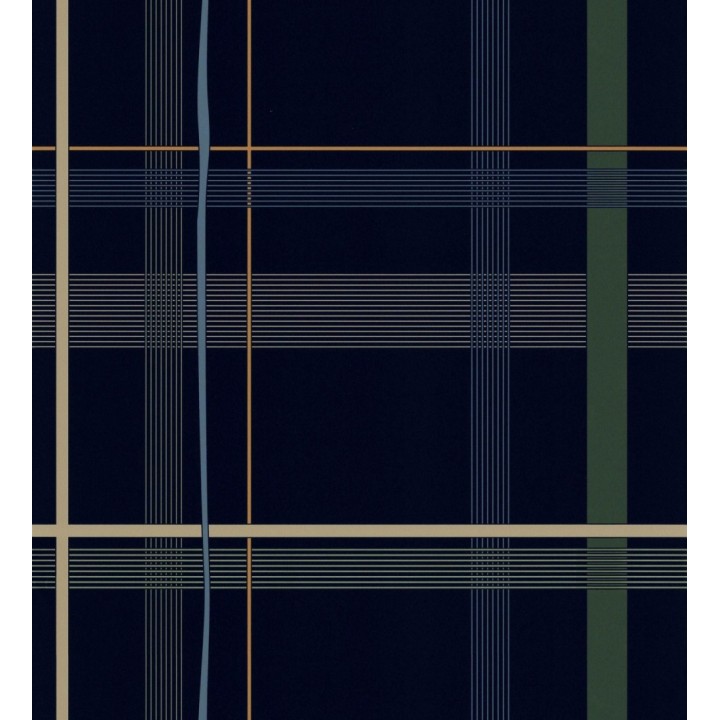 Papel pintado cuadro escocés azul oscuro - Nilton 128843