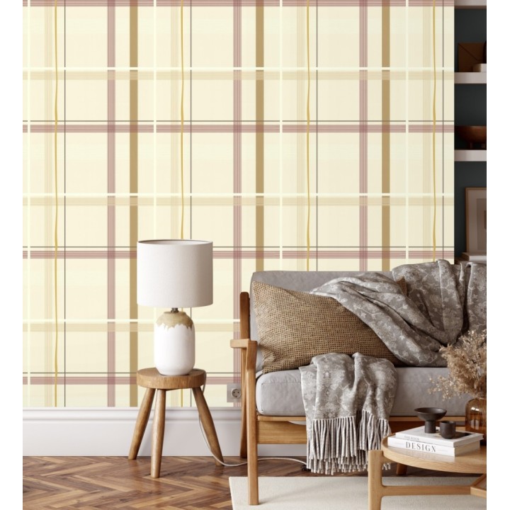 Papel pintado cuadro escocés tonos claros - Nilton 128845