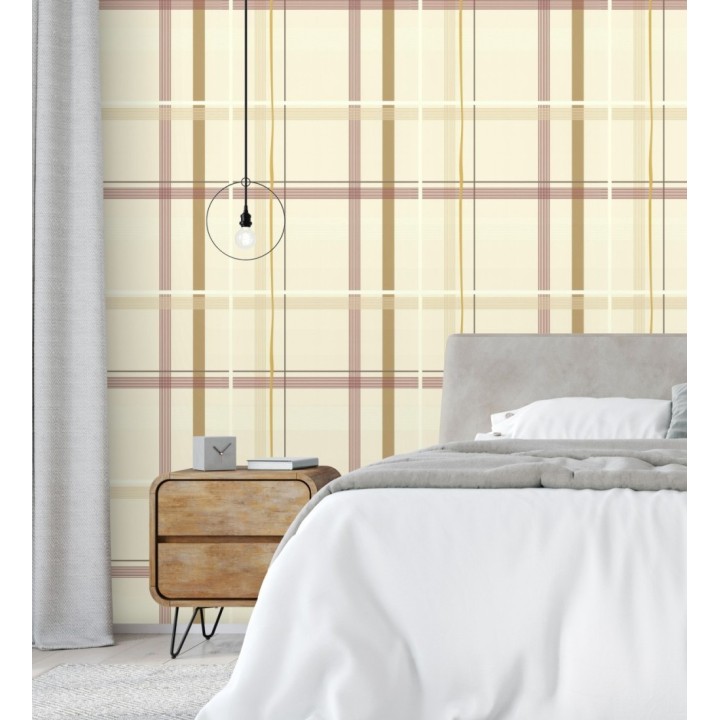 Papel pintado cuadro escocés tonos claros - Nilton 128845