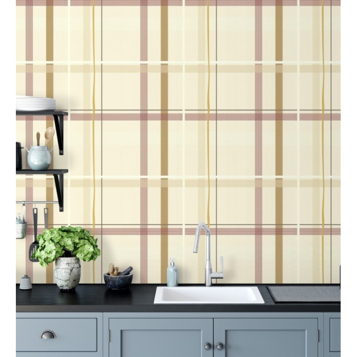 Papel pintado cuadro escocés tonos claros - Nilton 128845