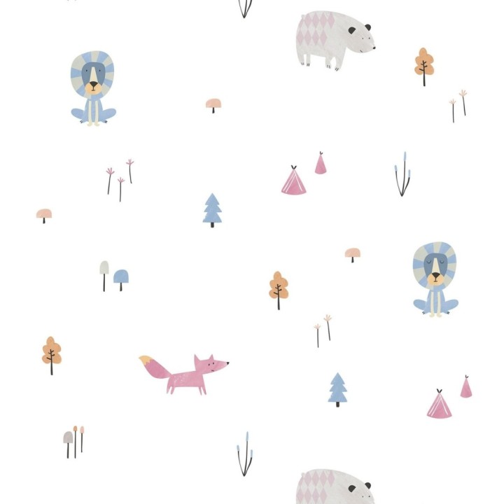 Papel pintado leones con osos y zorros - Forest Pals 128849