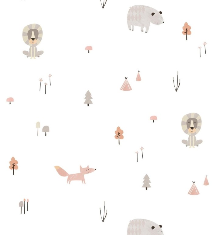 Papel pintado leones con osos y zorros - Forest Pals 128850