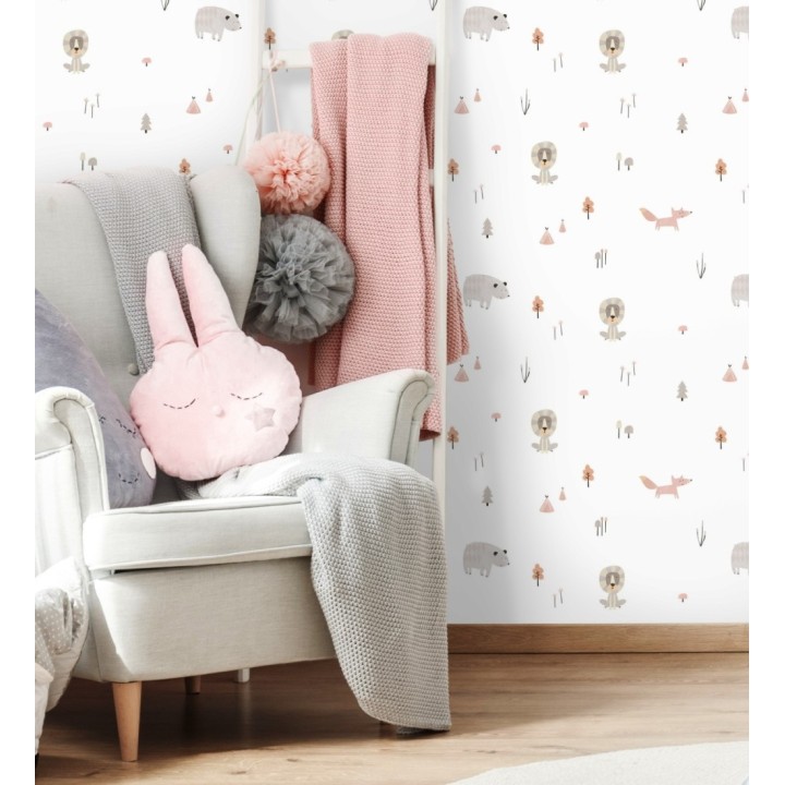 Papel pintado leones con osos y zorros - Forest Pals 128850