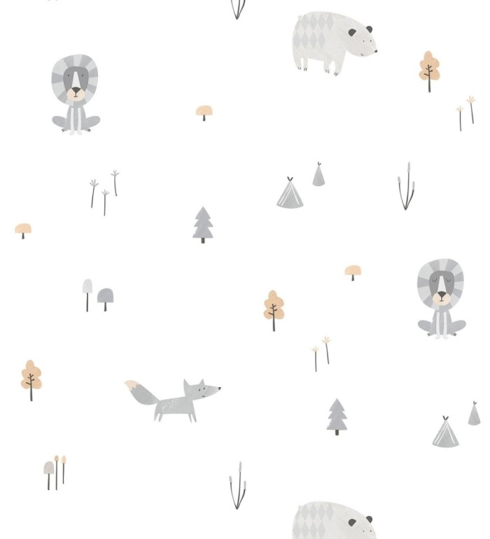 Papel pintado leones con osos y zorros - Forest Pals 128851