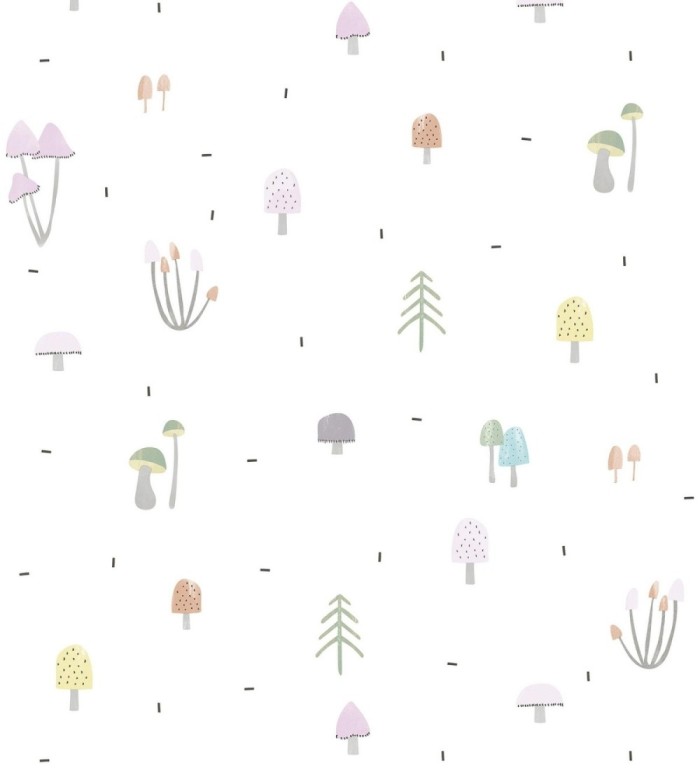 Papel pintado de setas y champiñones infantil - Magic Mushrooms 128854