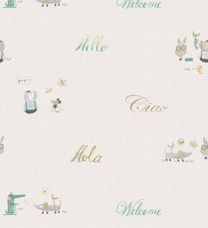 Papel pintado de de letras y animalitos - Mildred 128857