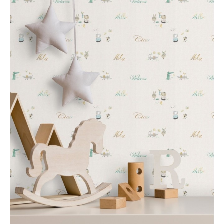 Papel pintado de de letras y animalitos - Mildred 128857
