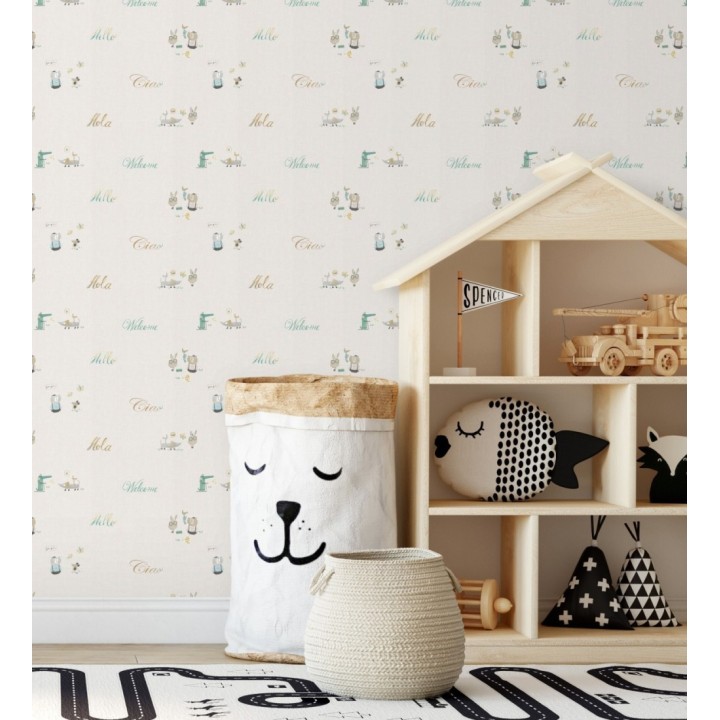 Papel pintado de de letras y animalitos - Mildred 128857